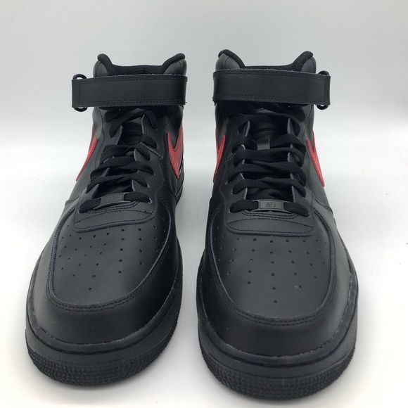 New Nike ID By You Air Force 1 Mid Black/Red Men’s Size 14 AQ3776 994 - Picture 3 of 6
